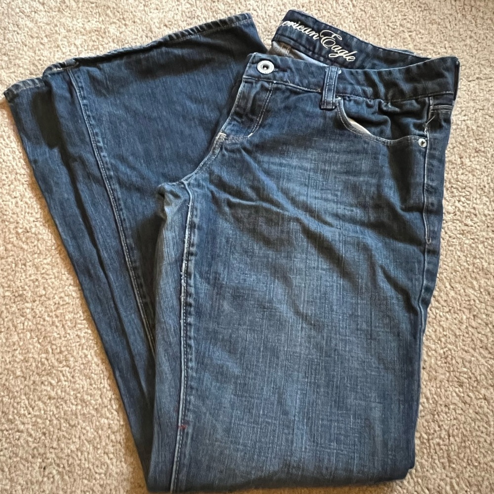 American Eagle Outfitters Dark Blue Wide Leg Jeans